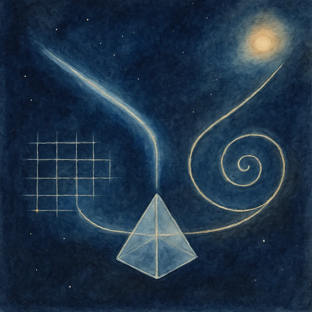 Philosophical prism refracting white light into spectrum of meaning - Stoic impediment, Absurdist revolt, Logotherapeutic meaning-making as distinct wavelengths converging into coherent understanding