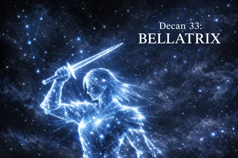 Bellatrix - the Female Warrior star burning at 22,000 Kelvin from 8.6 solar masses, teaching strategic deployment through concentration