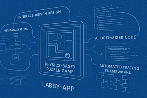 Sophisticated architectural blueprint of the labby-app game engine showing interface-driven design patterns and AI-optimized code structures