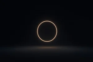 A glowing closed loop of light in the dark, evoking a specify-generate-verify feedback cycle