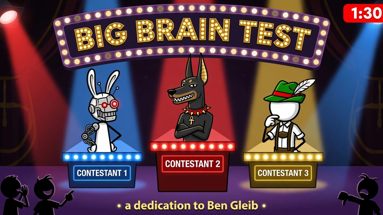 BIG BRAIN TEST: a Napkin Films dedication to Ben Gleib (1:30, EDM rap-game-show with seven peanut gallery comics)