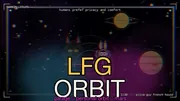 LFG ORBIT thumbnail. A doberman MC in the driver seat and a Plan 9 Glenda bunny copilot saluting paws up, planets streaking past in the windshield, neon platform deck below, gold LFG smash card in chromatic shimmer, Mars on the horizon. Title LFG ORBIT in gold over a cyan and magenta two tone glow. Subtitle garage to personal orbit to mars in magenta. Top left brand mark NAPKIN FILMS.