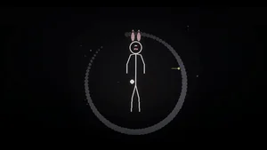 Title card for ONE HAND, Song 11 of Out of Your Mind: a stick-figure bunny meditating in a black void inside a self-drawing Zen enso circle, ripples spreading from a bell strike, a faint constellation above, a Napkin Films production