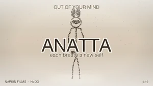 ANATTA, Out of Your Mind Song 20: the Plan 9 bunny drawn as a cloud of particles on a warm daylight field