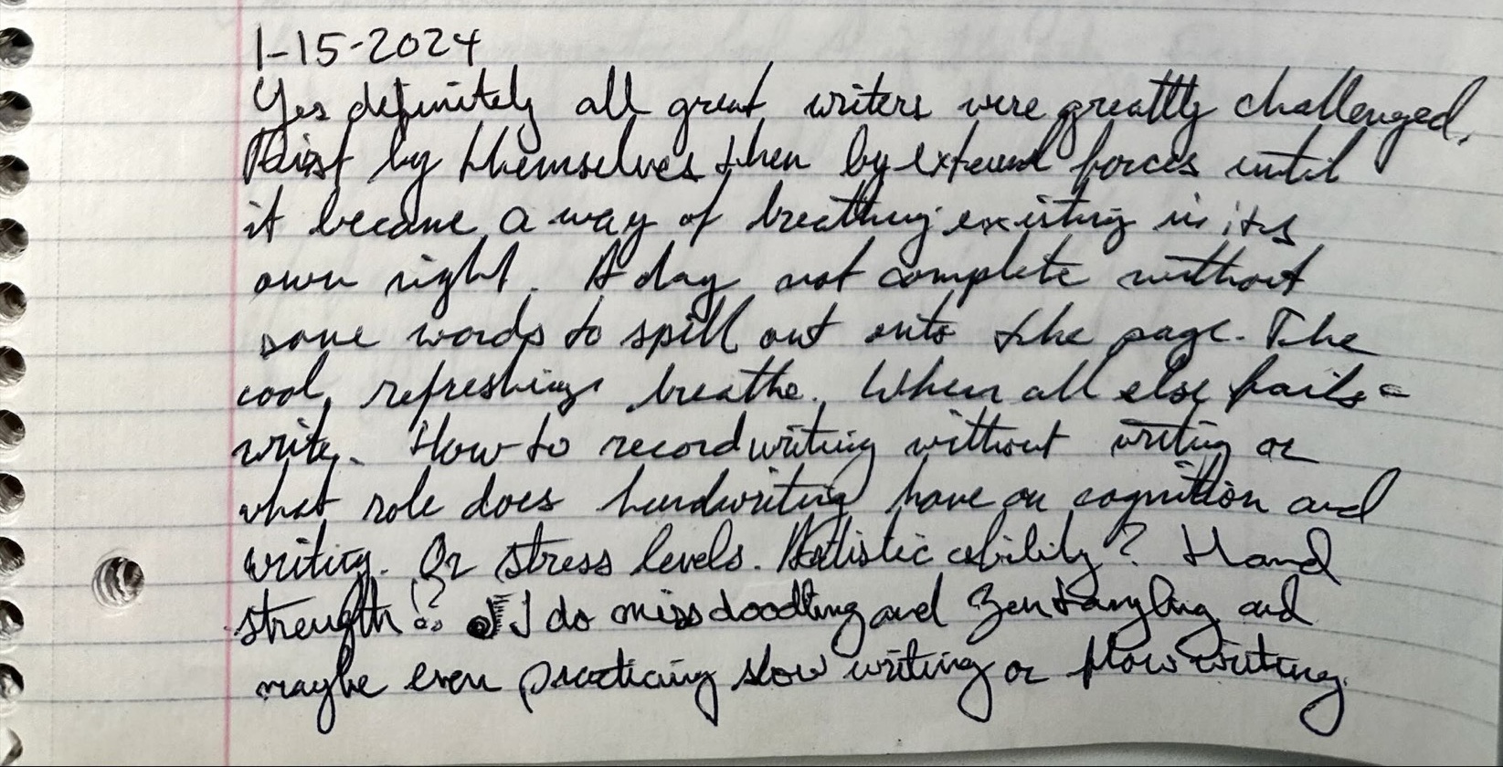 The Flow of Thoughts: Handwriting, Freewriting, and the Comfort of Familiar Voices