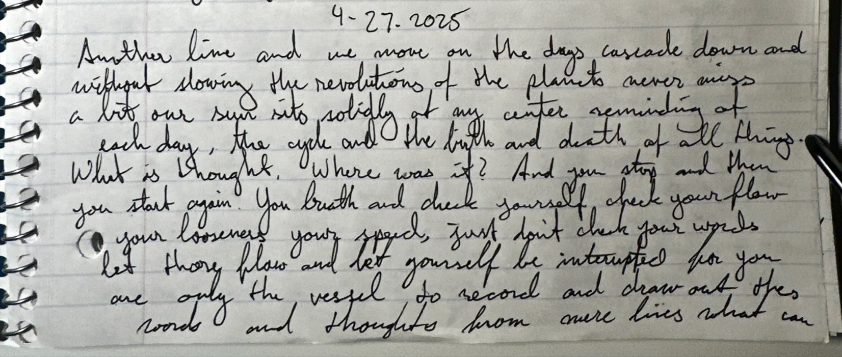 Writing as Vessel: Reflections on Thought, Intention, and the Infinite Loop of Creation