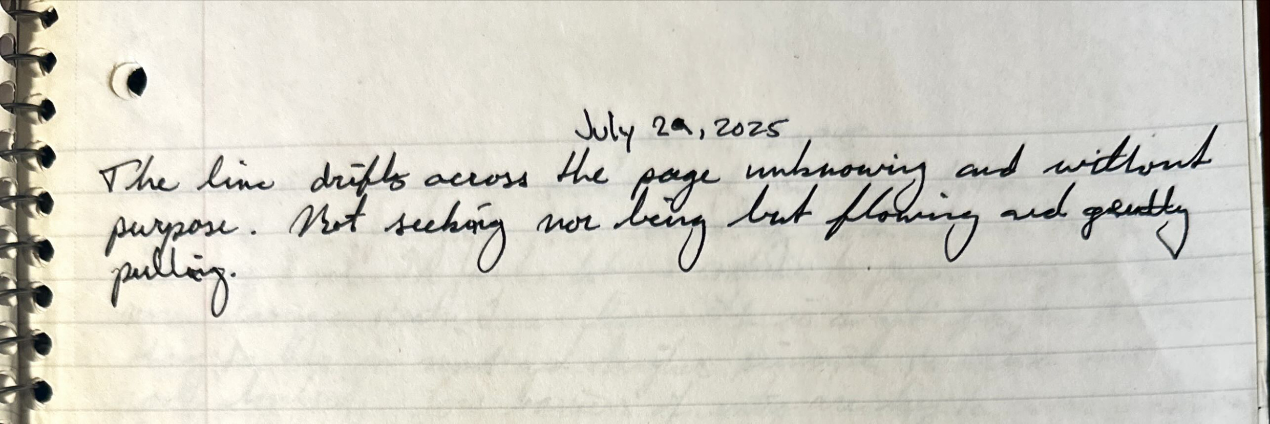 The line drifts across the page