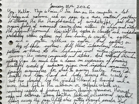 The opening of the January 13 handwritten entry: Yes. Hello. This is nice.