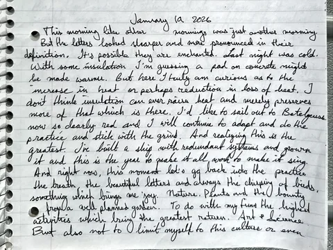 The opening of the January 19 handwritten entry: this morning like other mornings was just another morning.