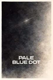 Grainy dark cover-style image with a thin band of light crossing a tiny bright speck, the words Pale Blue Dot below