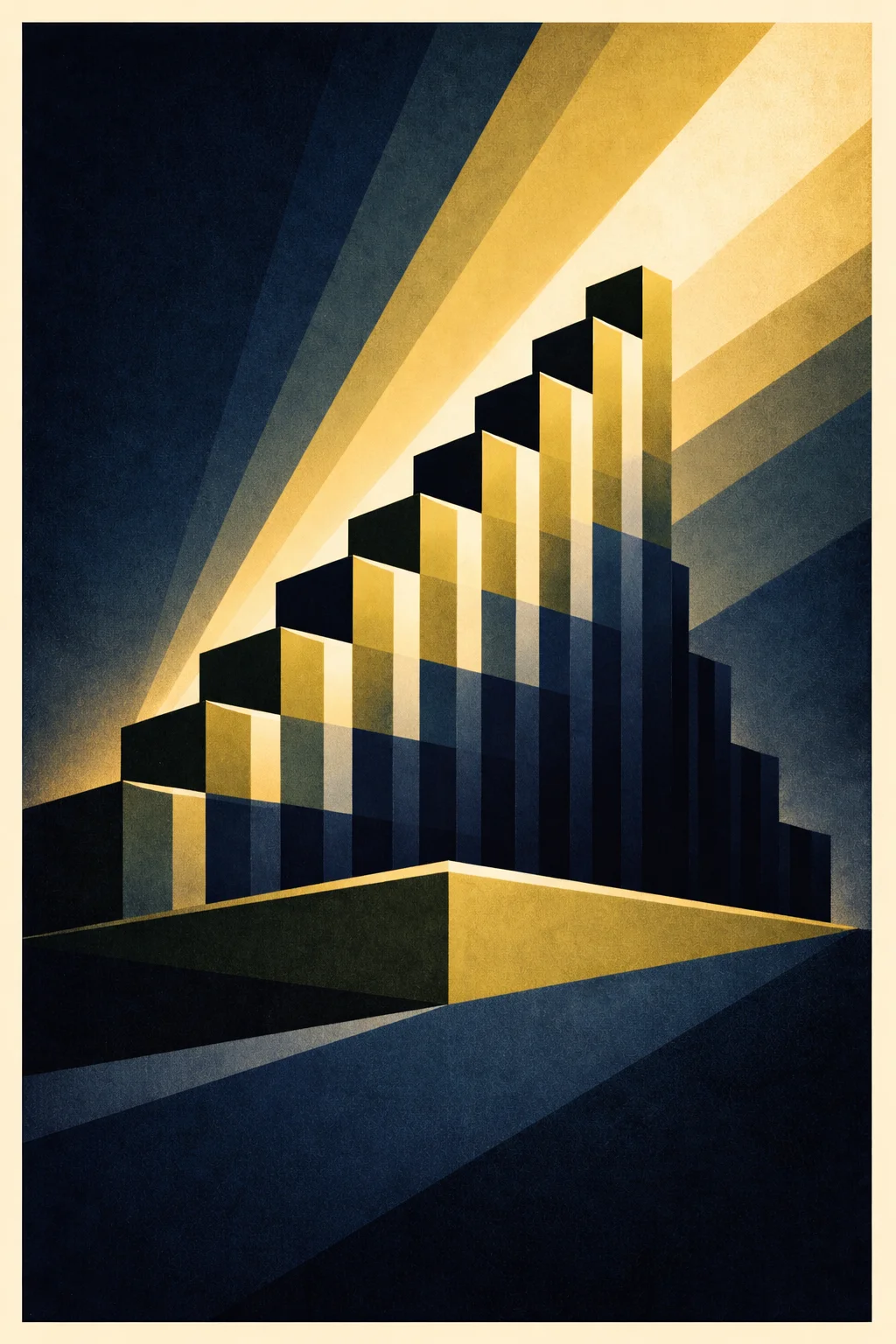 Small wins compound - geometric blocks ascending like Olympic podium