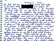 The opening of the February 1 handwritten entry: it's brisk but the sun is warming in the cold winter.