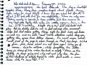The February 8 handwritten entry: whitespace, the final strike out. The sky is beautiful majestic blue.