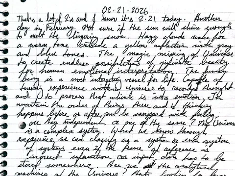 The opening of the February 21 handwritten entry: that's a lot of 2's.