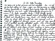 The opening of the February 26 handwritten entry: hello Thursday. It takes a lot to find patience.