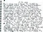 The opening of the February 28 handwritten entry: this in calendar wraps up February.