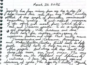 The opening of the March 20 handwritten entry: journaling has been missing from my day to day.