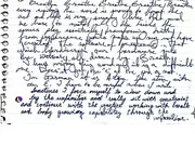 The closing lines of the handwritten entry, written with my non-dominant left hand: trying the unfamiliar, working with breath, growing capability through the unfamiliar.